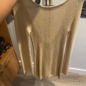 Gold Long Sleeve Mini Dress